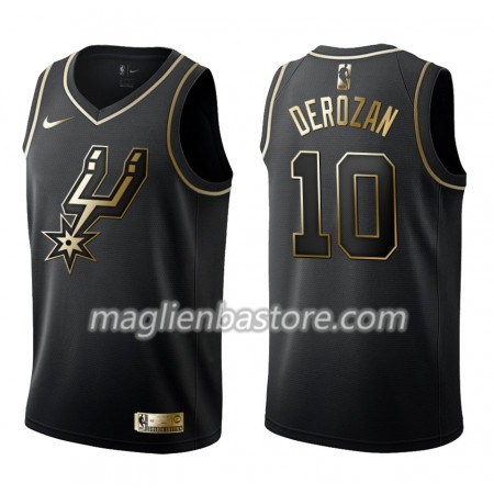 Maglia NBA San Antonio Spurs DeMar DeRozan 10 Nike Nero Golden Edition Swingman - Uomo